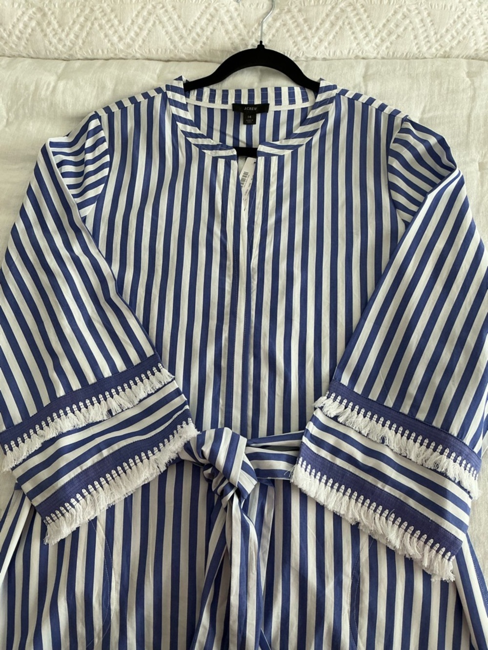NWT J. Crew Blue and White Striped dress with pockets. - Picture 3 of 8